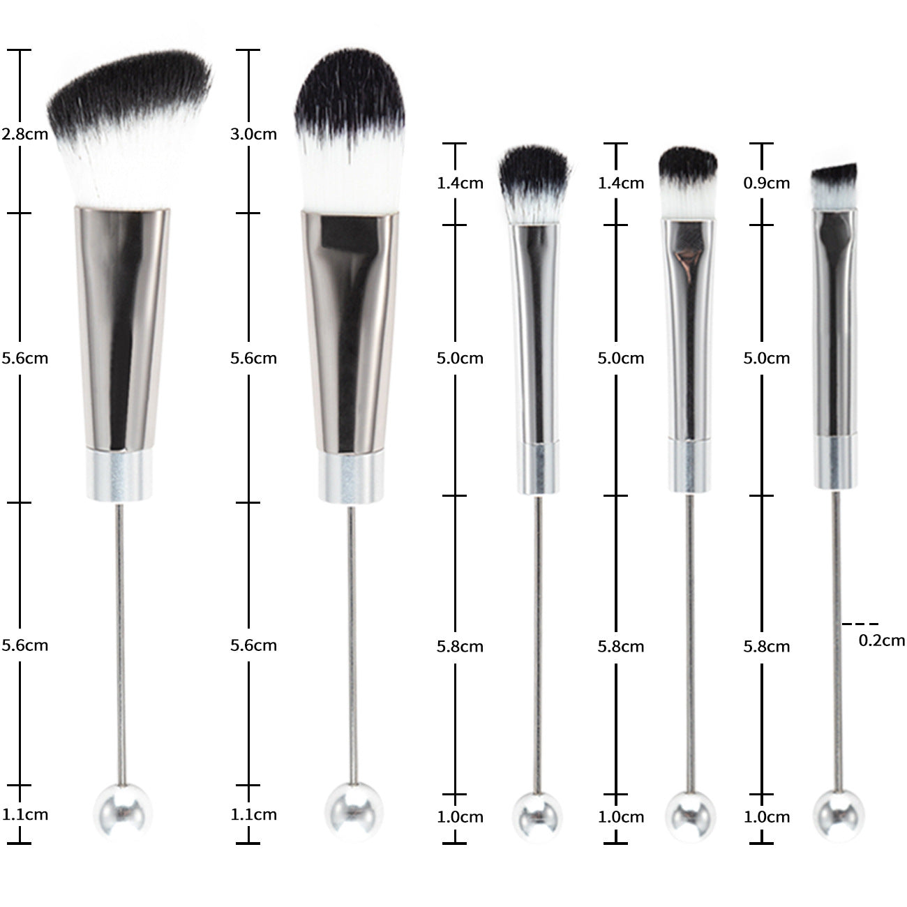 DIY metal handle bead makeup brush（8 dollars per set）