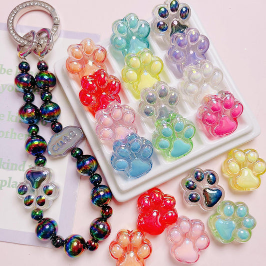 Cute cat paw vertical hole bead DIY key pendant