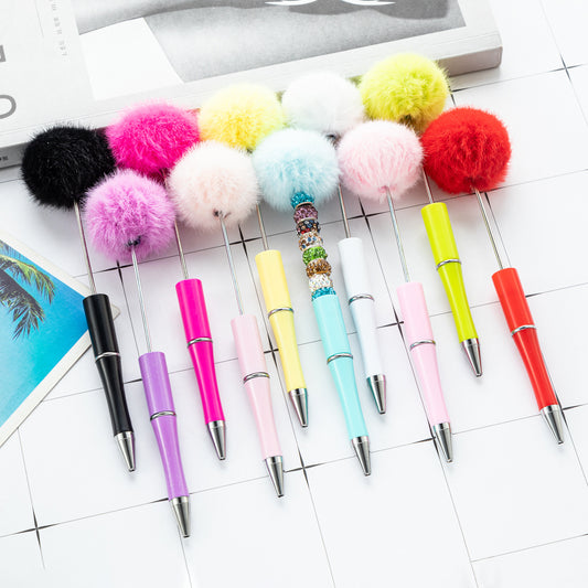 Creative ballpoint pen DIY ball bead pen cute style furry