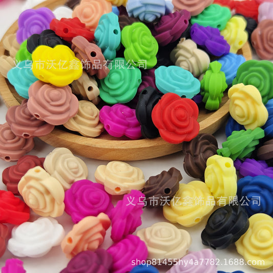 Silicone beads with flower