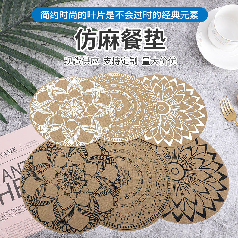 Imitation hemp circular PVC insulation pad coffee