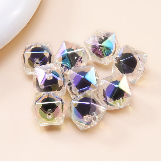 Water cube polygonal diamond shaped acrylic beads