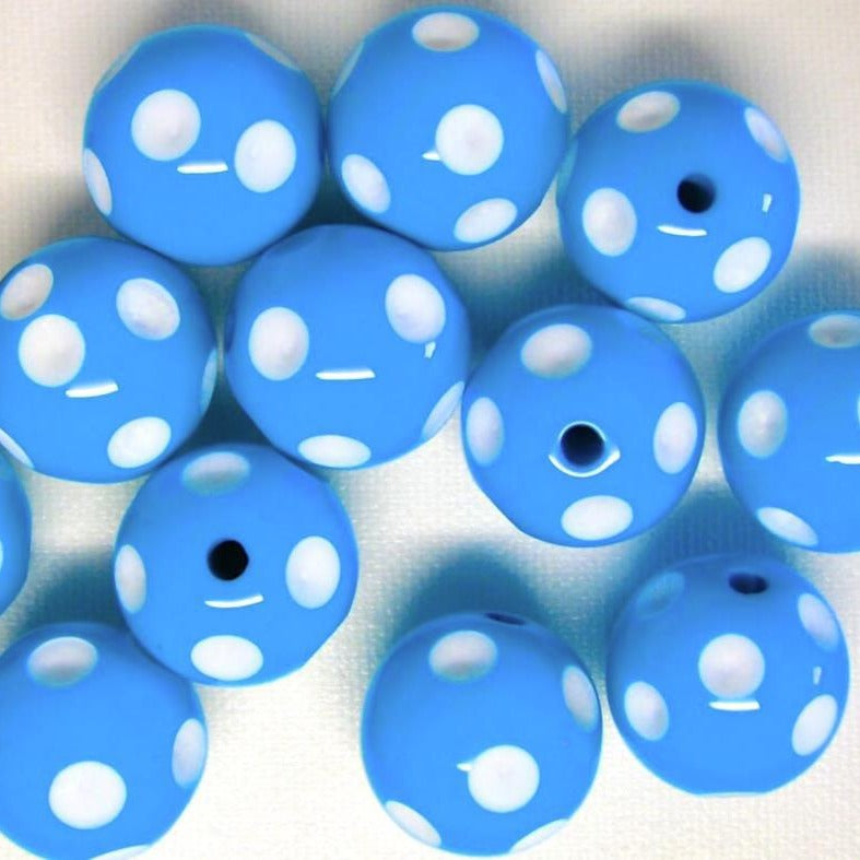 Acrylic beads with lake blue drilled holes